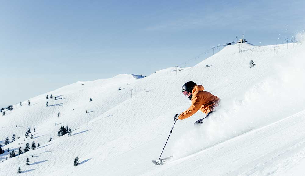A skier finds a stash of powder at Sun Valley