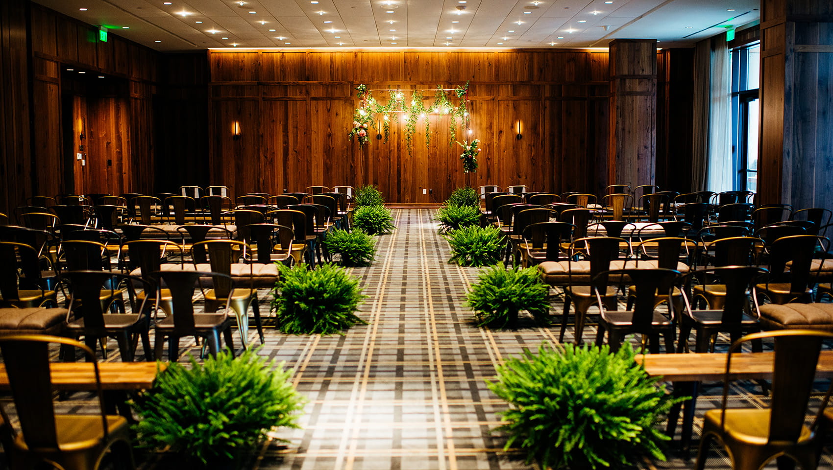aspen ballroom set up for wedding ceremony