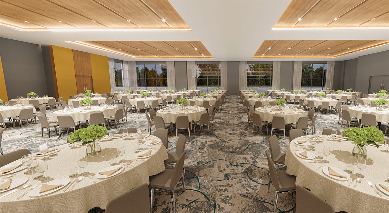 flatirons ballroom set up banquet style for wedding