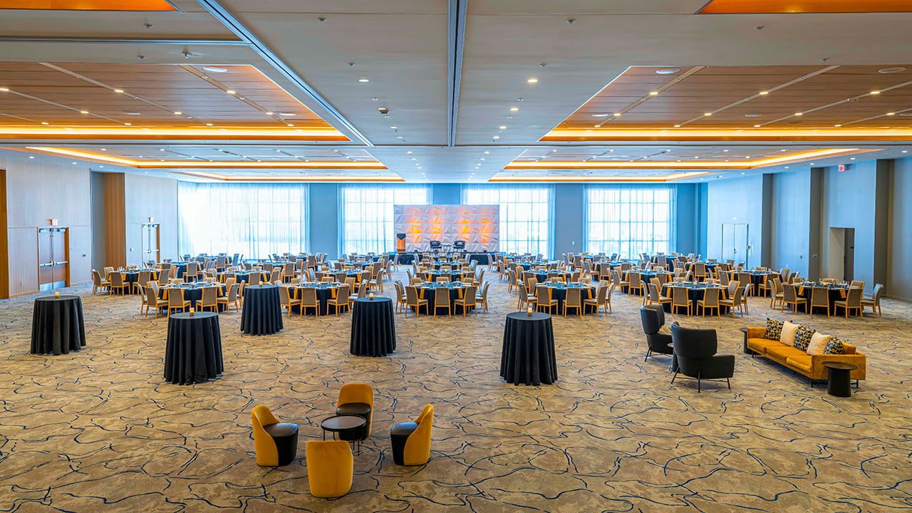 ballroom set up for social event