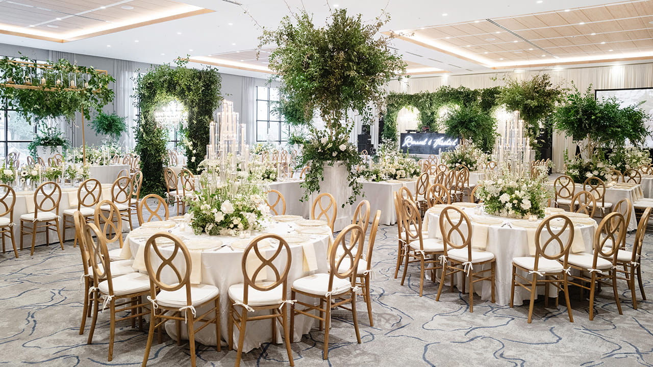 ballroom set up for wedding