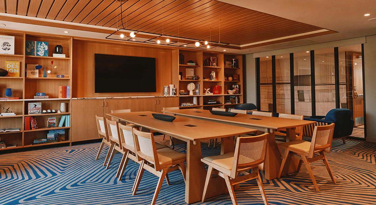 conference room with tv and large table