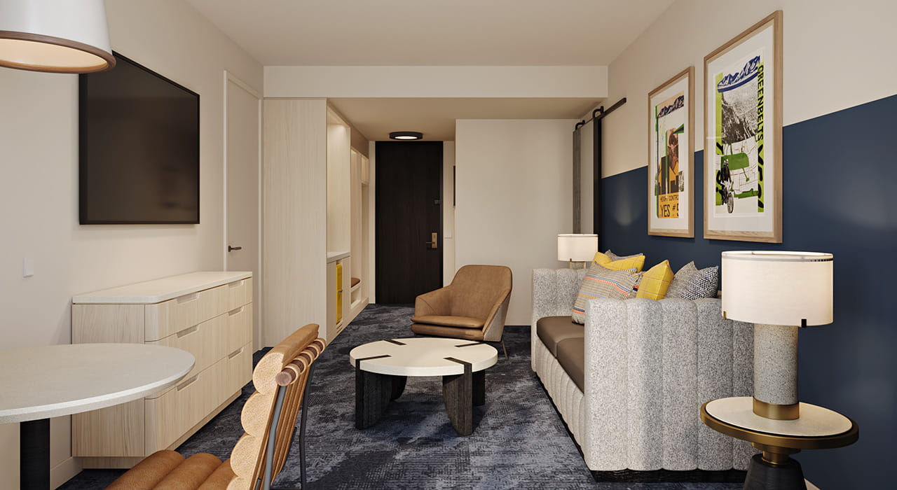 living room area of suite