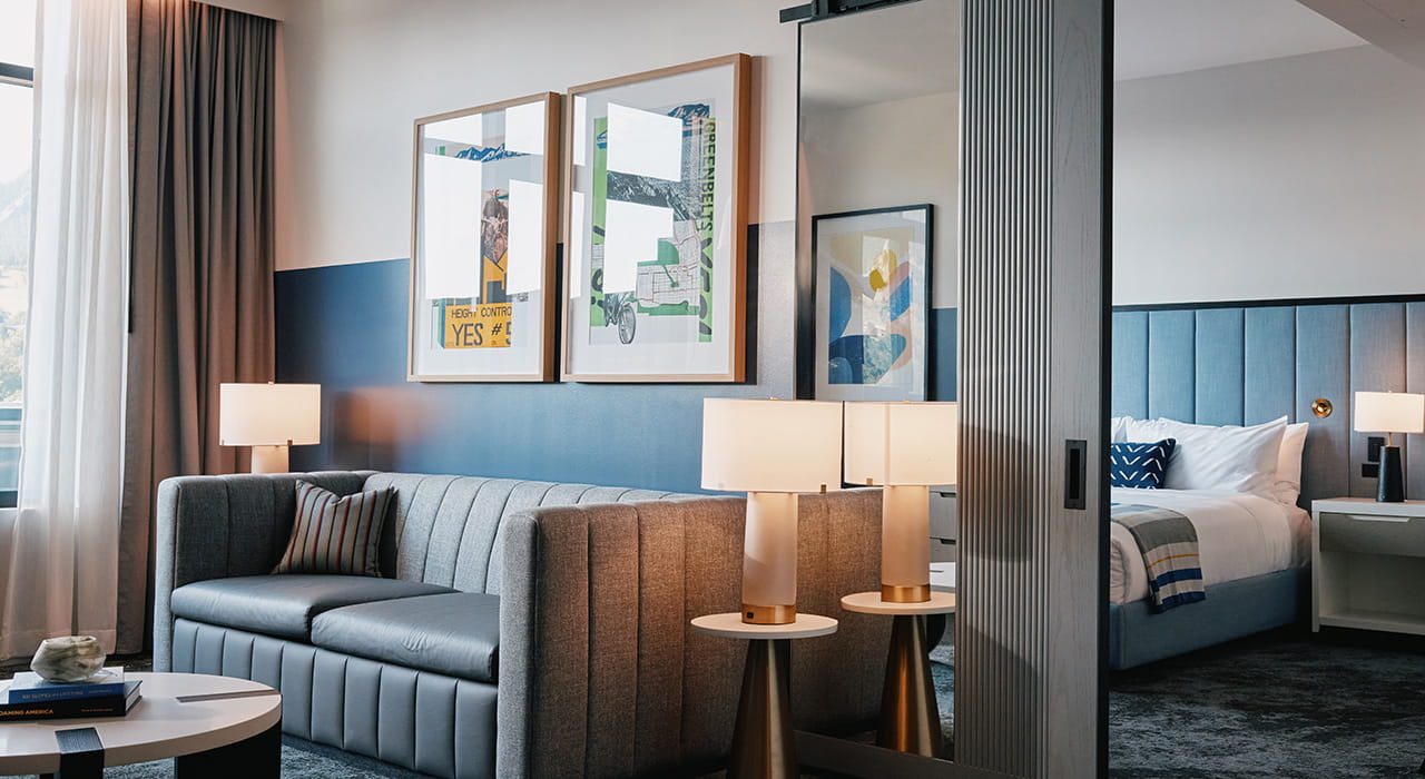 living room area in suite