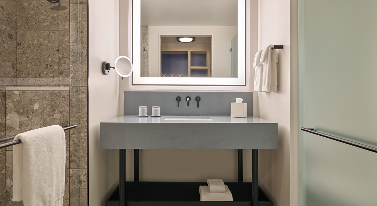 bathroom vanity in king guest room