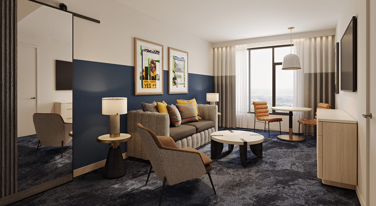 living room area in suite