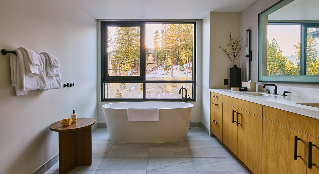 soaking tub in residence bathroom