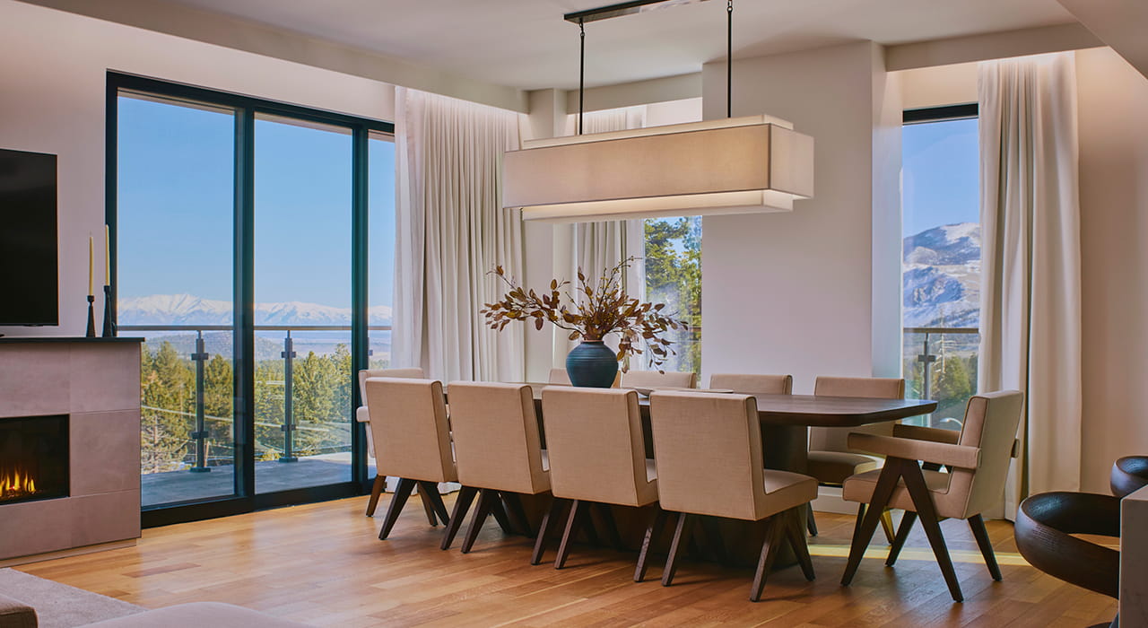 large dining table in residence