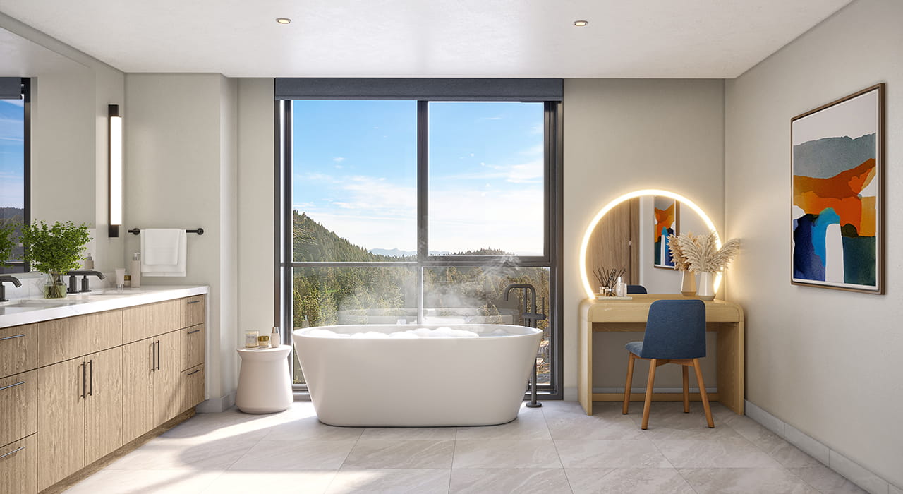 master bathroom with soaking tub