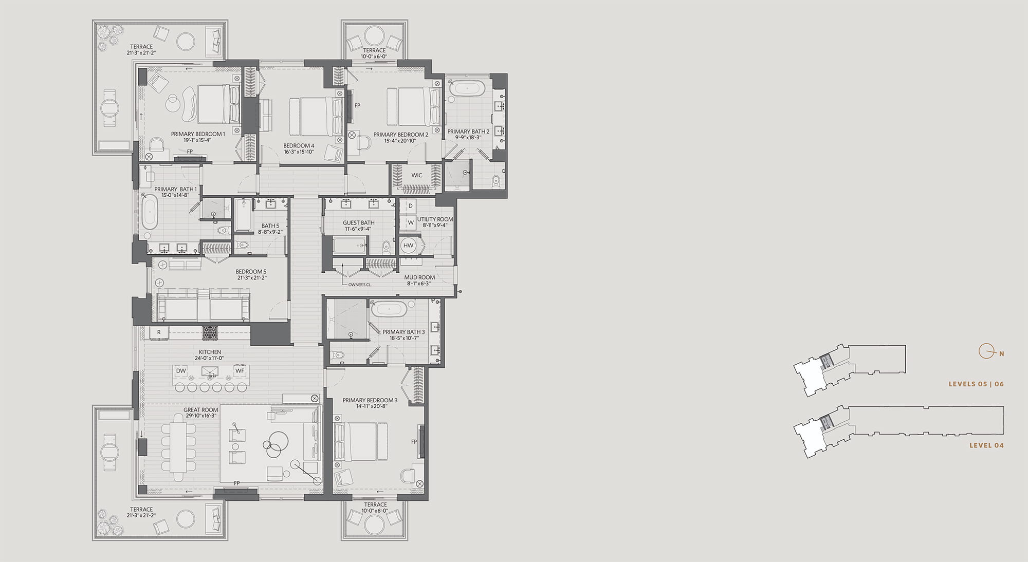 five bedroom residence floor plan