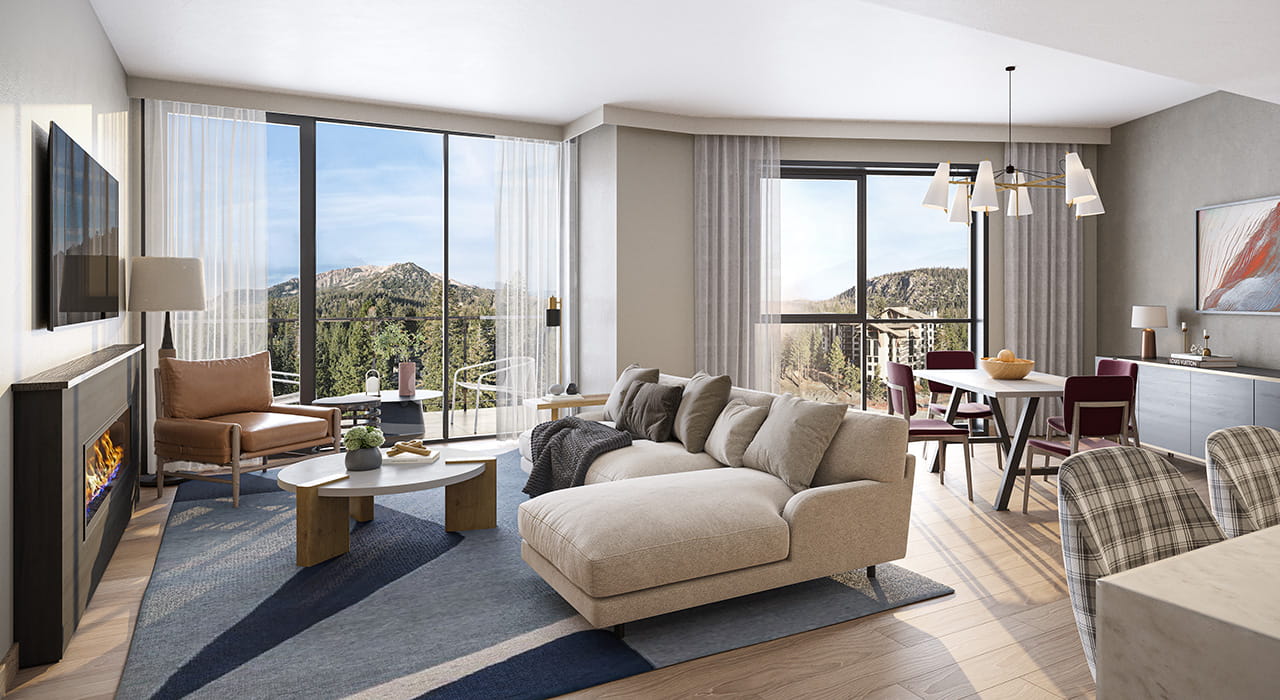 living room and dining area of residence