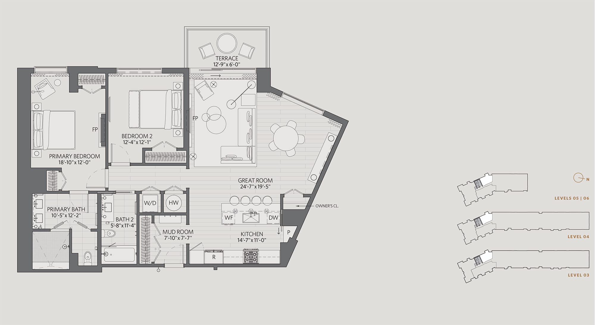 floor plan of two bedroom residence