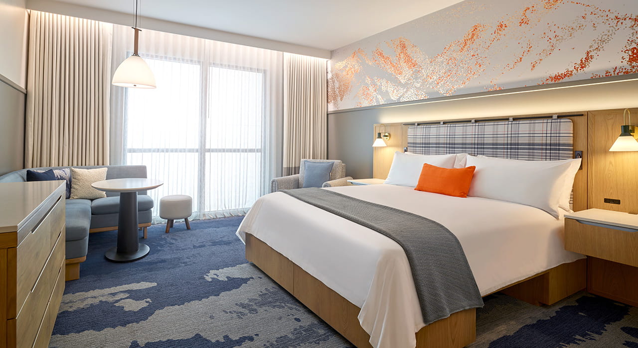 king bed in guest room