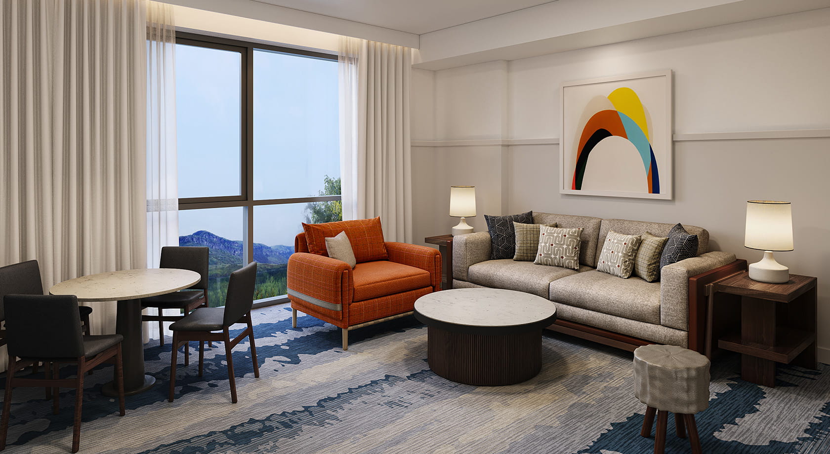 living room area in suite