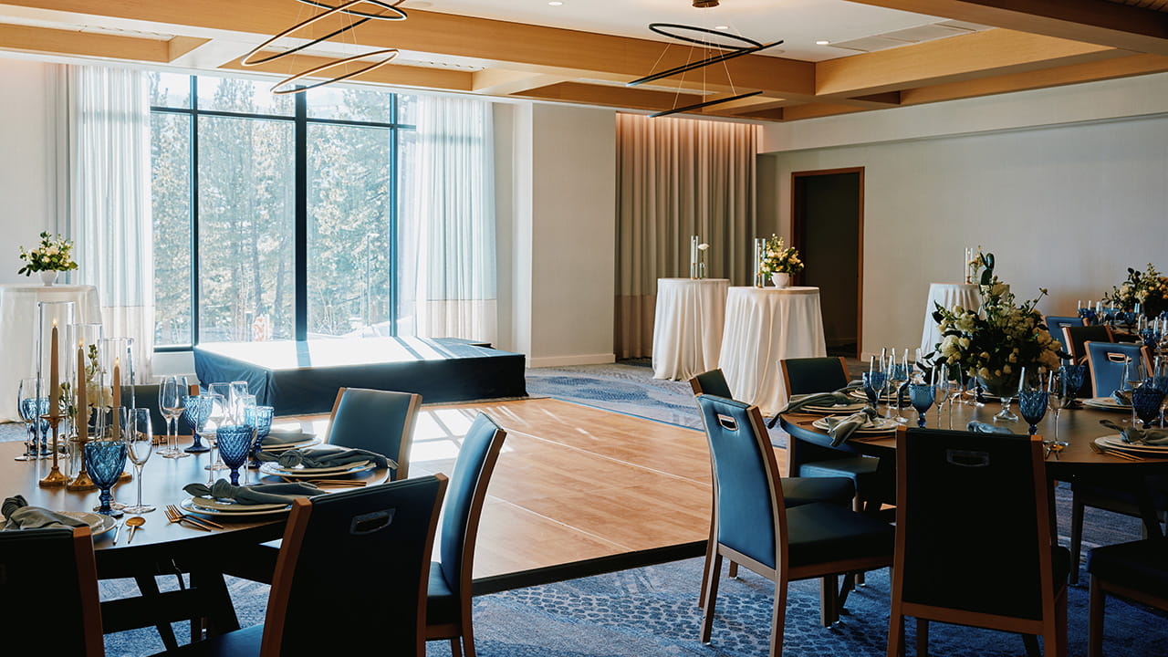 ballroom venue set up for wedding