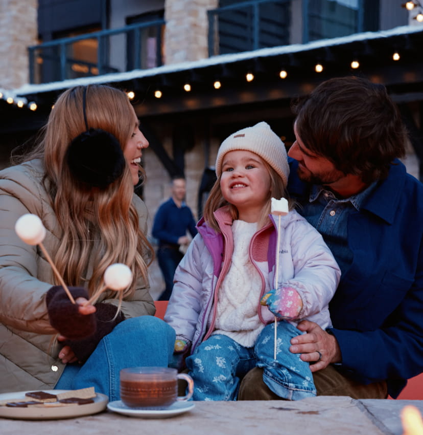 family making smores