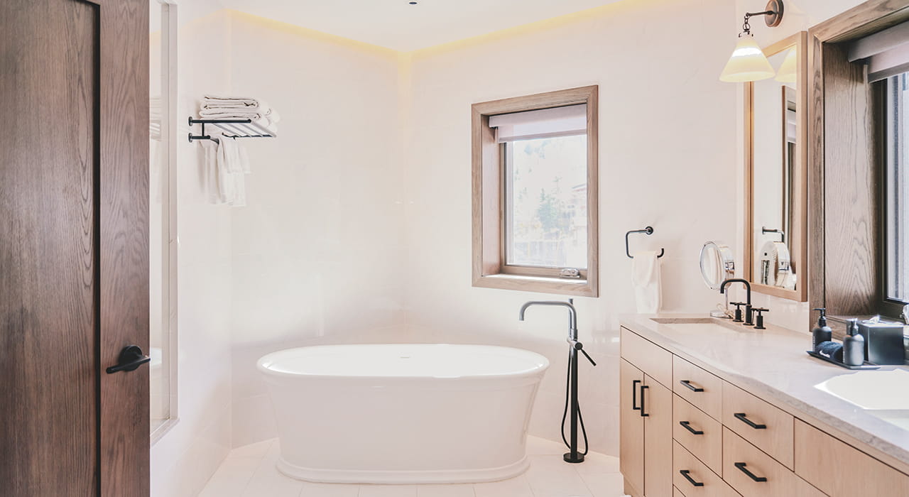 soaking tub in bathroom
