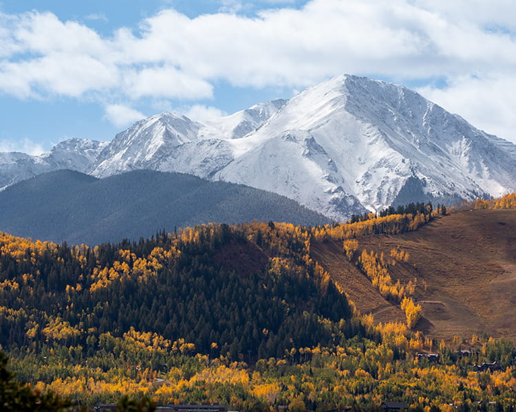 view of aspen mountains in fall