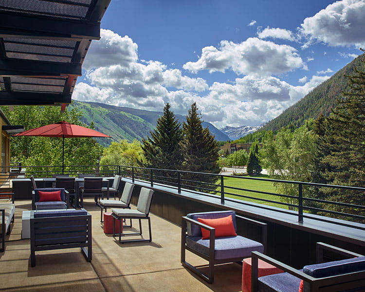 outdoor terrace with mountain views