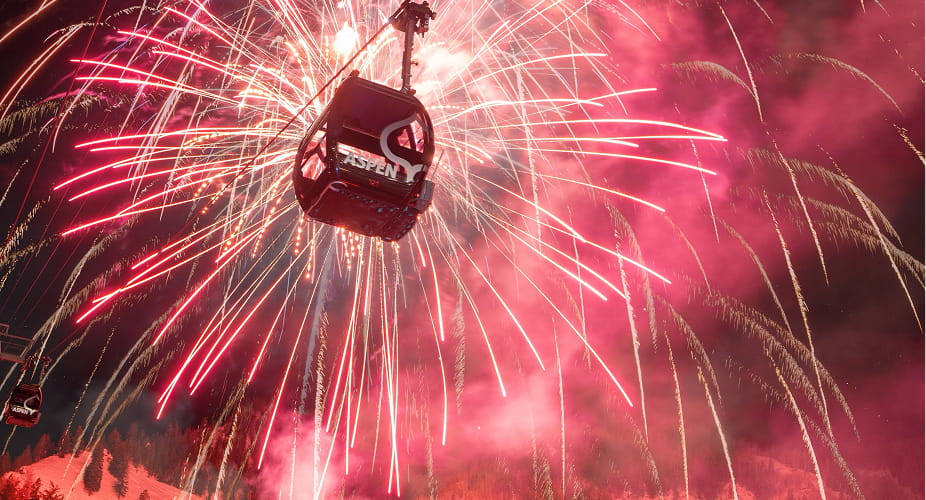 fireworks over aspen gondola