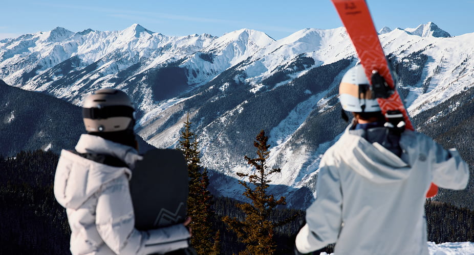 two skiers on aspen mountain