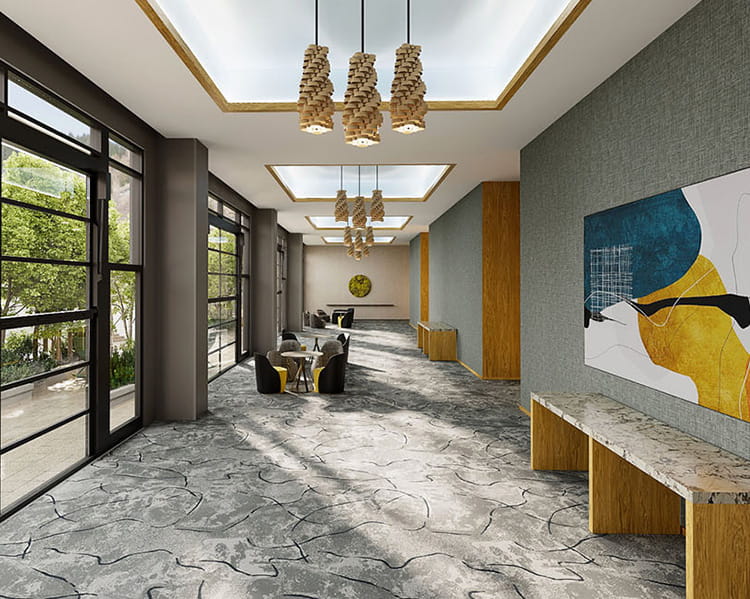 Ballroom event space foyer with view of flatirons