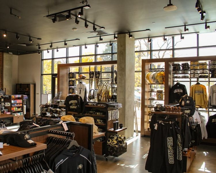 CU bookstore with clothing merchandise