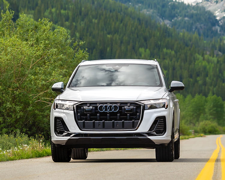 audi car driving in mountains