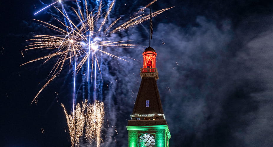 new years eve fireworks over 16th street in denver