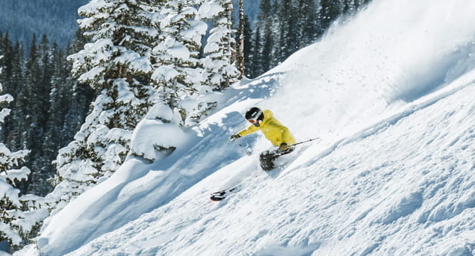skier skiing down winter park mountain