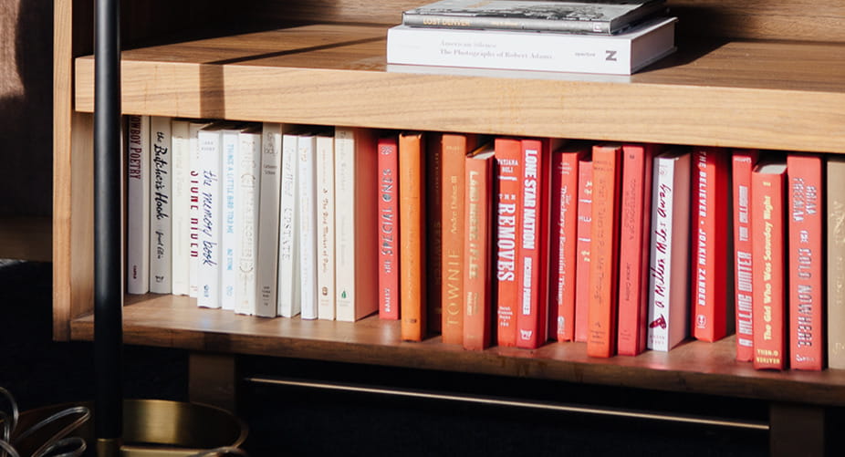 bookshelf in lobby