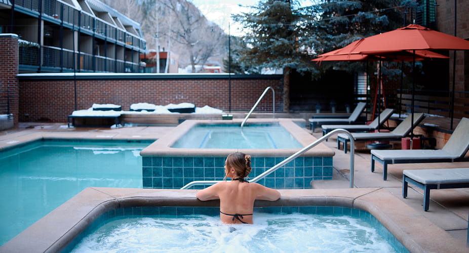 woman in limelight aspen hot tub