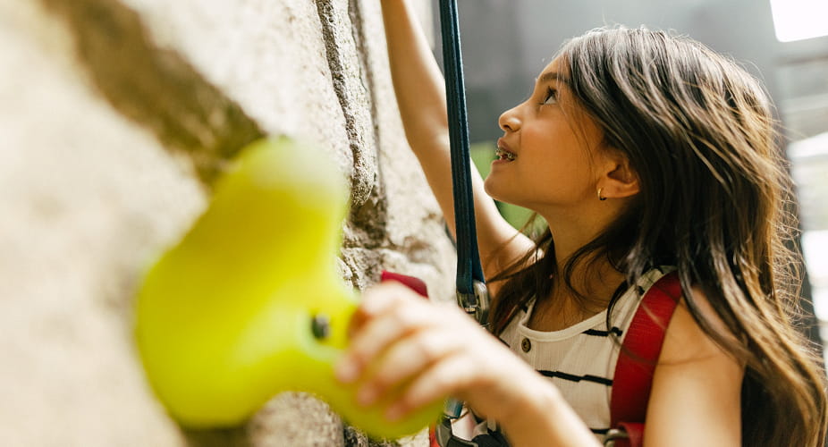 girl on climbing wall
