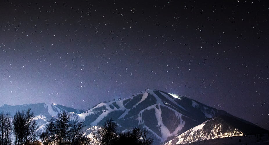 sun valley at night in winter