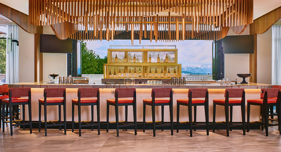 bar overlooking mountains