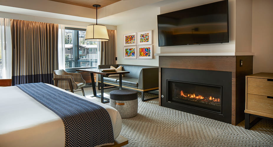 limelight guest room with fireplace