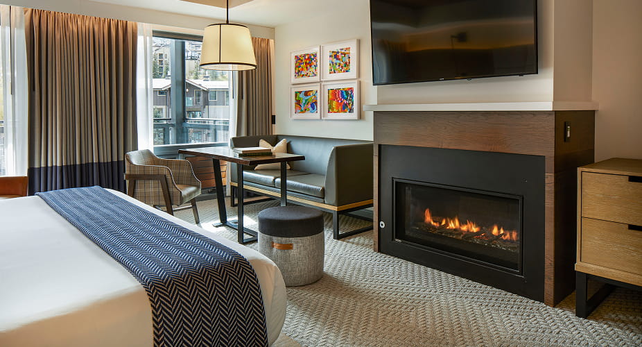 fireplace in guest room