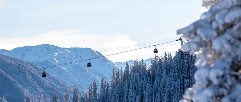 Aspen gondola in winter