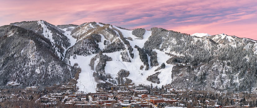 aerial view of aspen and mountains