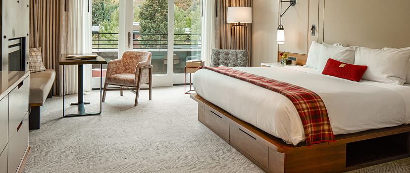 bed and table in guest room