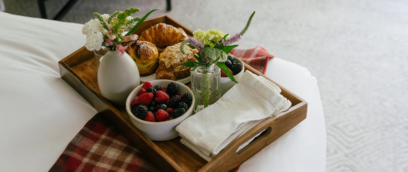 breakfast food on bed