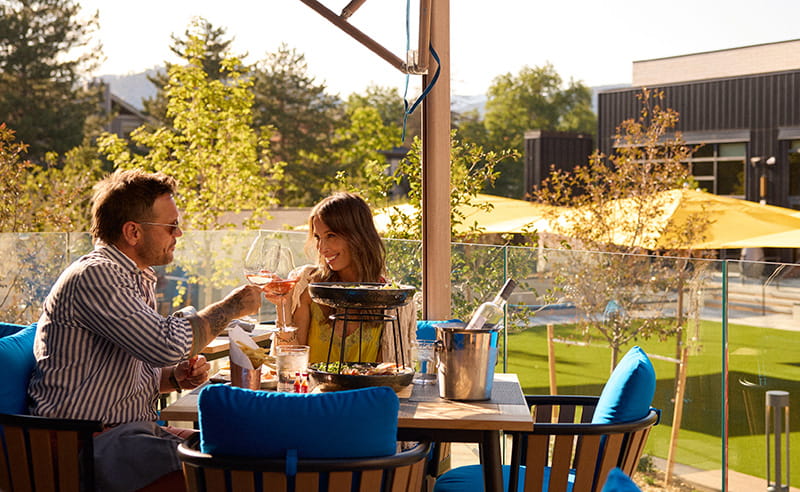 couple eating outside at ajax