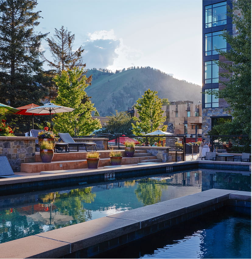 outdoor pool overlooking mountains
