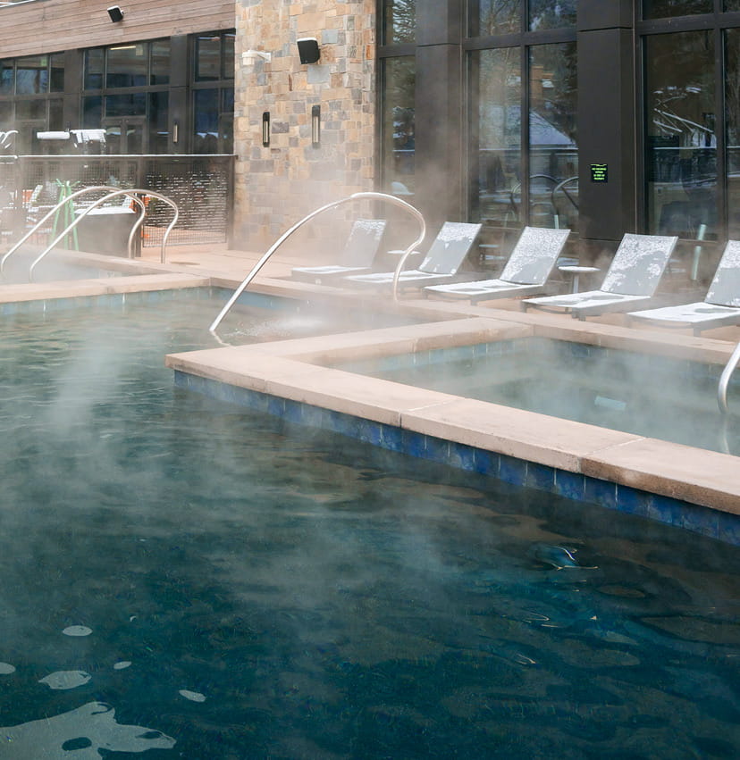 steaming outdoor hot tub
