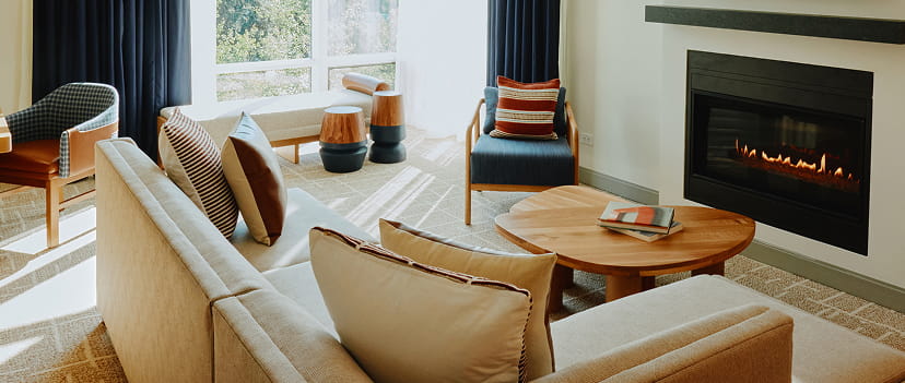 living room area in suite