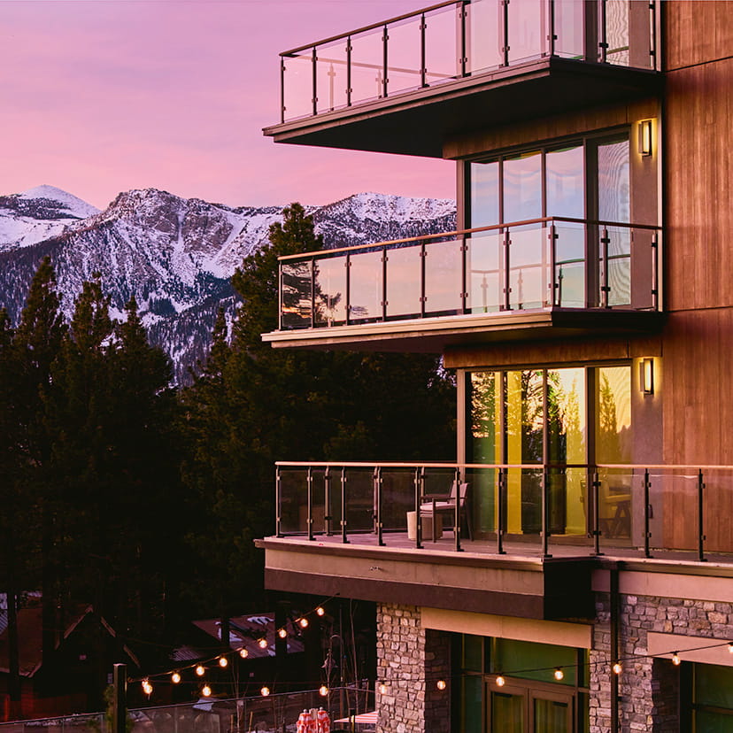 exterior of limelight mammoth against the sierra mountains