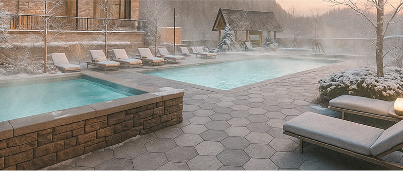 outdoor pool and hot tubs at limelight mammoth