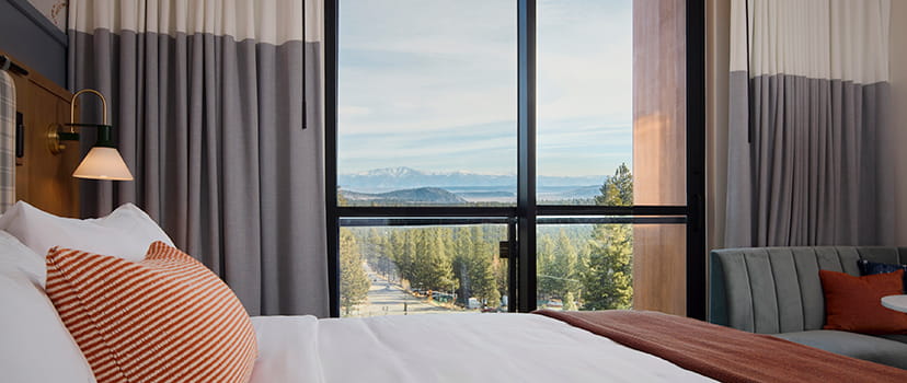 view of mountains from guest room bed