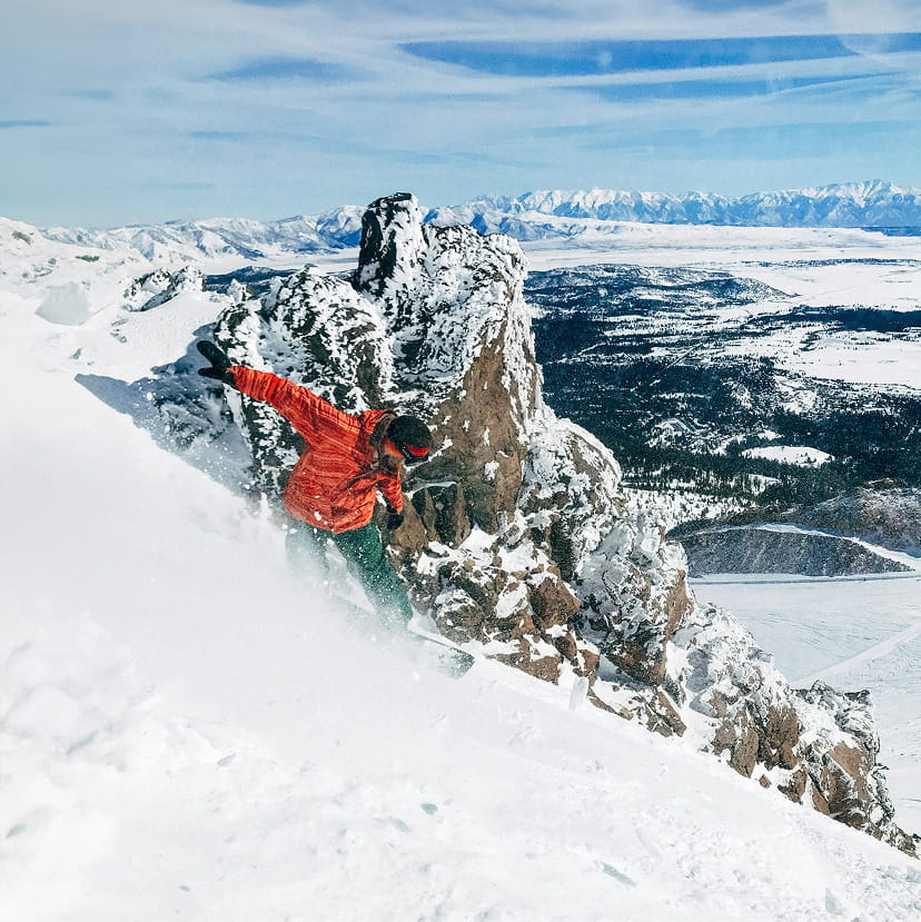 person snowboarding mammoth mountain