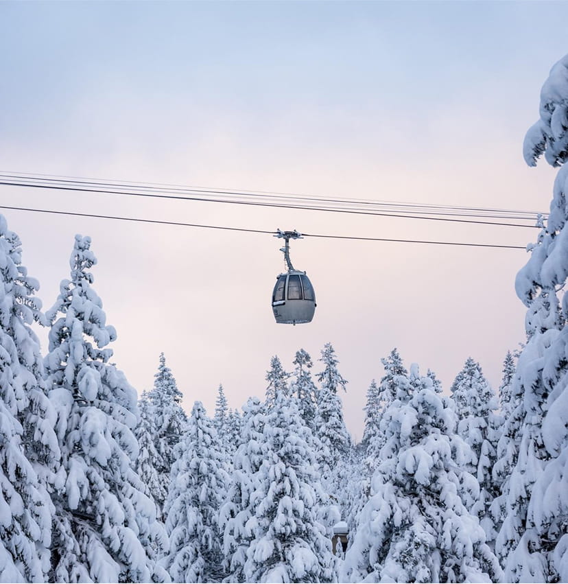 mammoth village gondola in winter